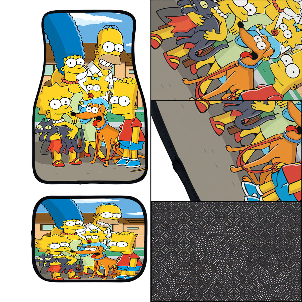 Brand New 4PCS UNIVERSAL THE SIMPSONS Fabric Car Floor Mats Interior Carpets