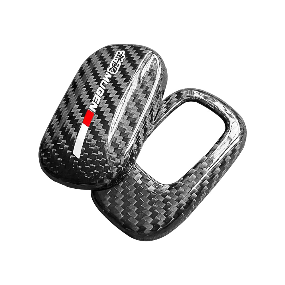 Brand New Mugen Black Real Carbon Fiber Key Fob Case Cover Shell Smart Keychain For 2022+ Honda Civic / Accord