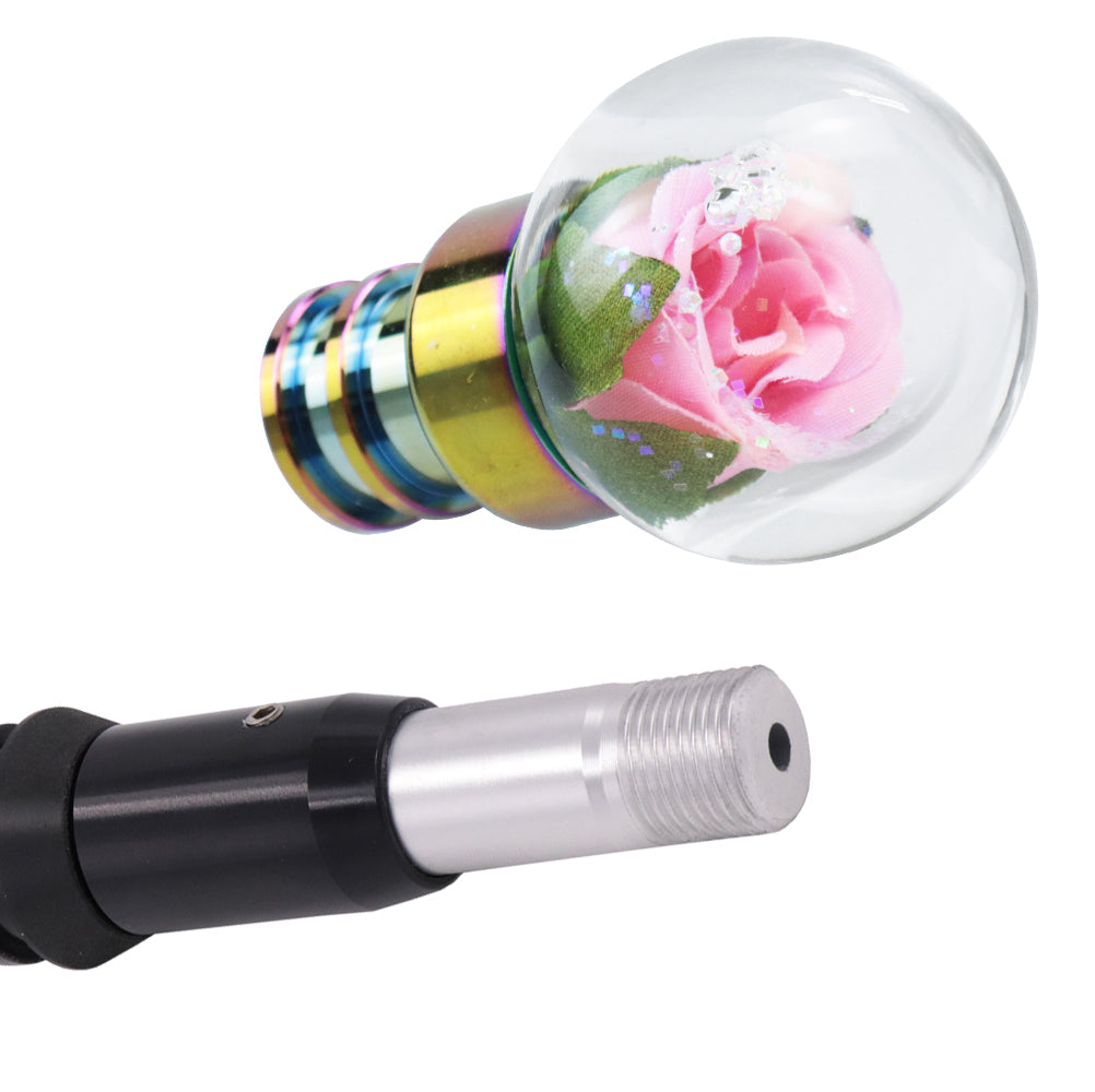 Brand New Universal Acrylic Clear Crystal Pink Rose Flower Ball Automatic Car Gear Shift Knob Shifter