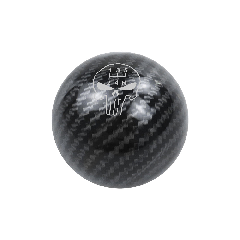 BRAND NEW UNIVERSAL JDM THE PUNISHER 5 SPEED Aluminum Carbon Fiber Style Round Ball Manual Gear Stick Shift Knob M8 M10 M12