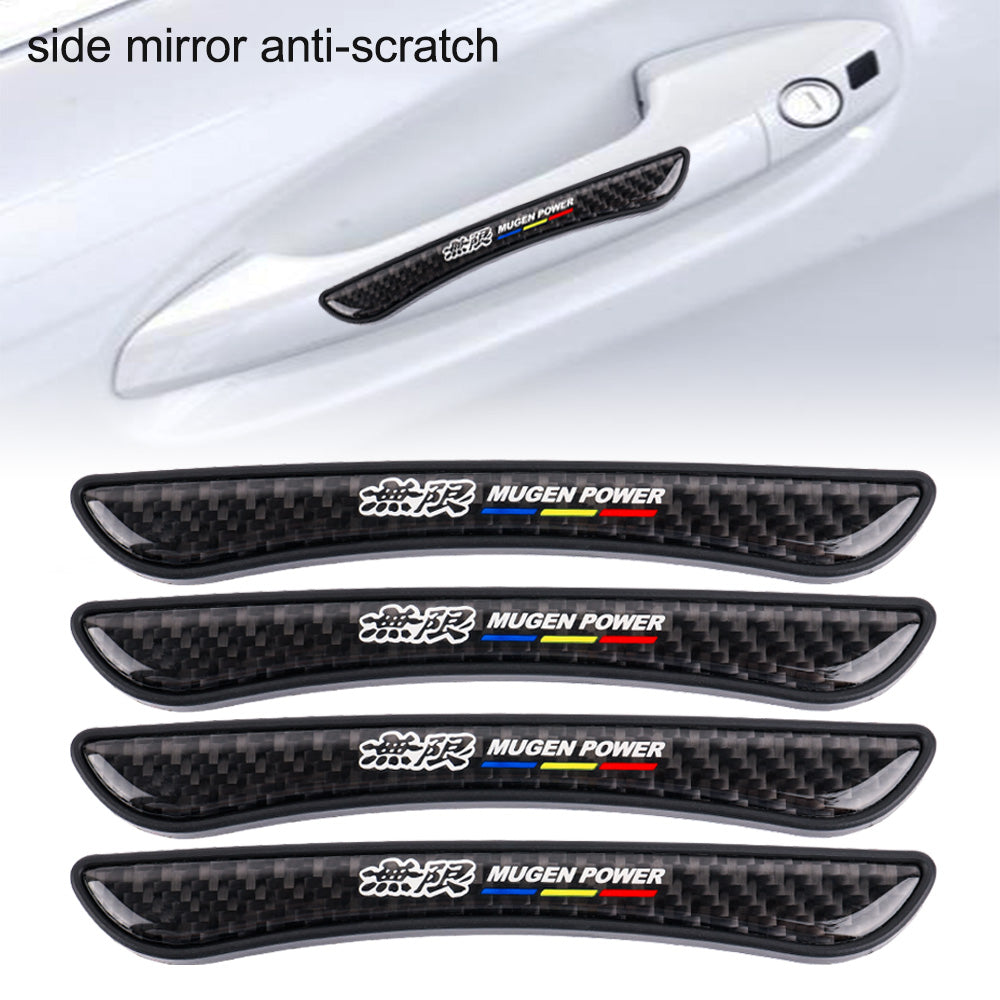 Brand New 4PCS MUGEN Real Carbon Fiber Anti Scratch Badge Car Door Handle Cover Trim