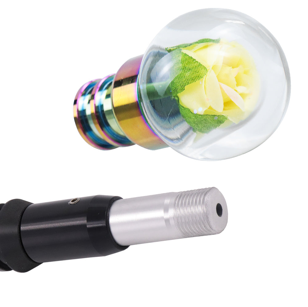 Brand New Universal Acrylic Clear Crystal Yellow Rose Flower Ball Automatic Car Gear Shift Knob Shifter