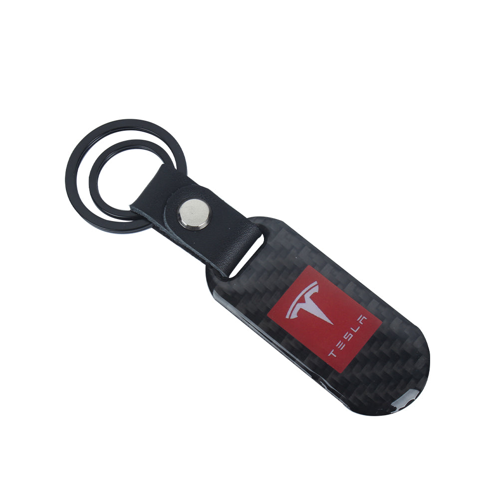 Brand New Universal 100% Real Carbon Fiber Keychain Key Ring For Tesla