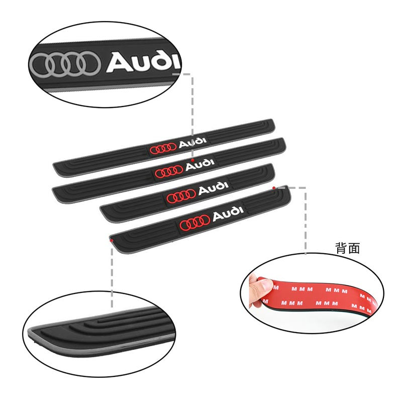 Brand New 4PCS Universal Audi Silver Rubber Car Door Scuff Sill Cover Panel Step Protector