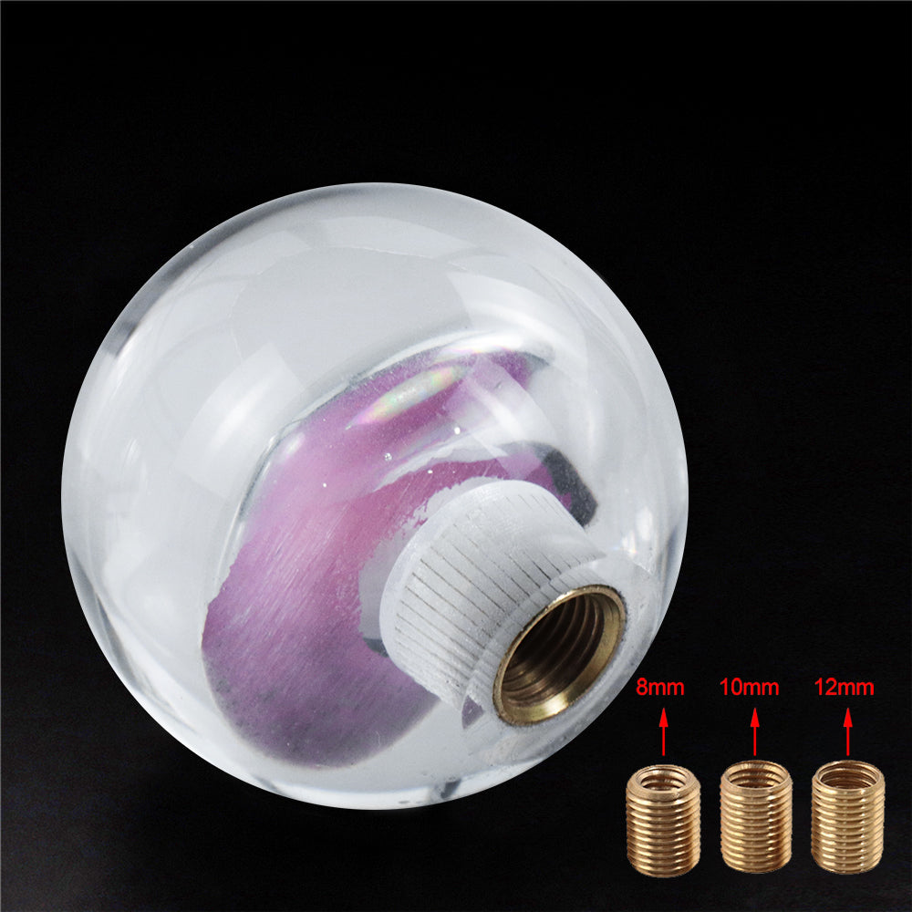 Brand New Universal Round Ball Heart Purple Crystal Clear Manual Gear Shift Knob Shifter M8 M10 M12