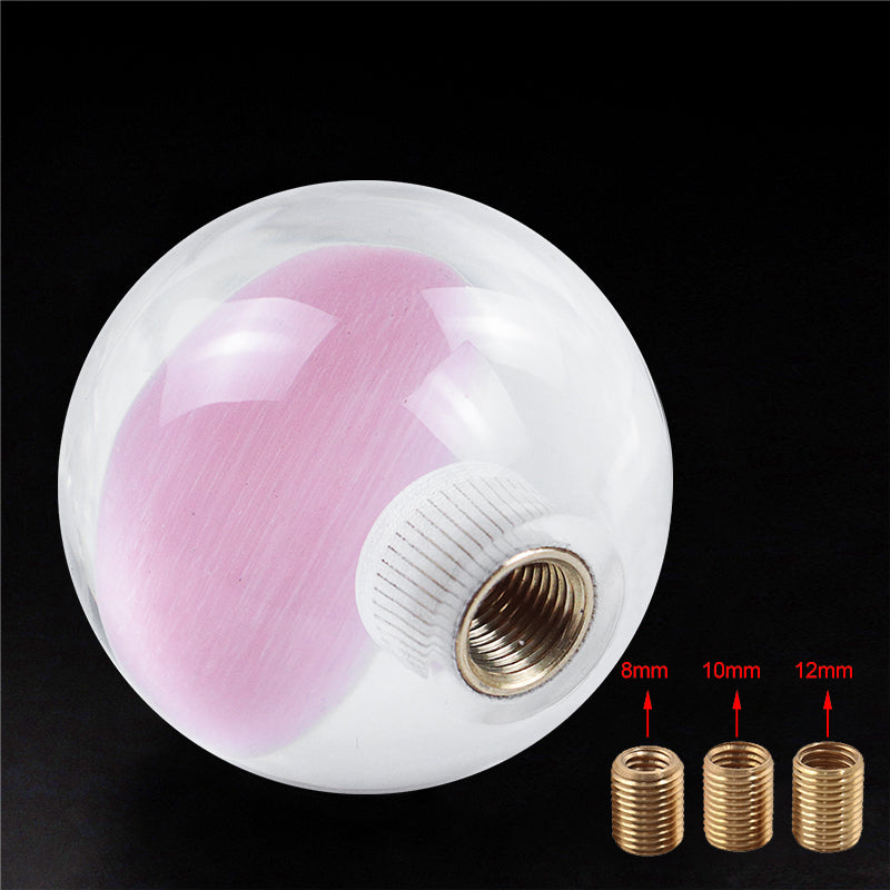 Brand New Universal Round Ball Heart Pink Crystal Clear Manual Gear Shift Knob Shifter M8 M10 M12