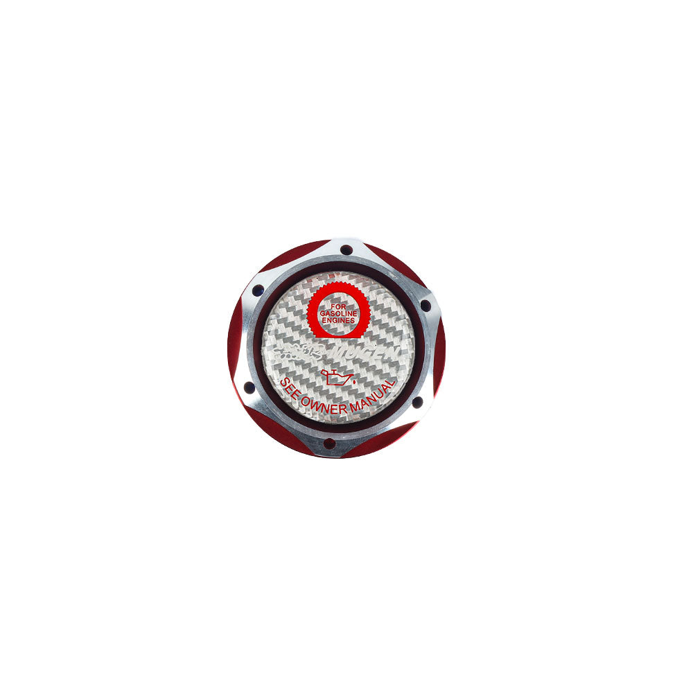 Brand New Jdm Red Engine Oil Cap With Real Carbon Fiber Mugen Sticker Emblem For Honda / Acura