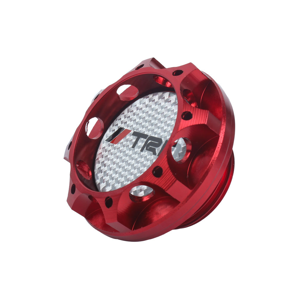 Brand New Toyota TRD Real Carbon Fiber Sticker ALUMNIUM Red Billet Engine Oil FILLER Cap