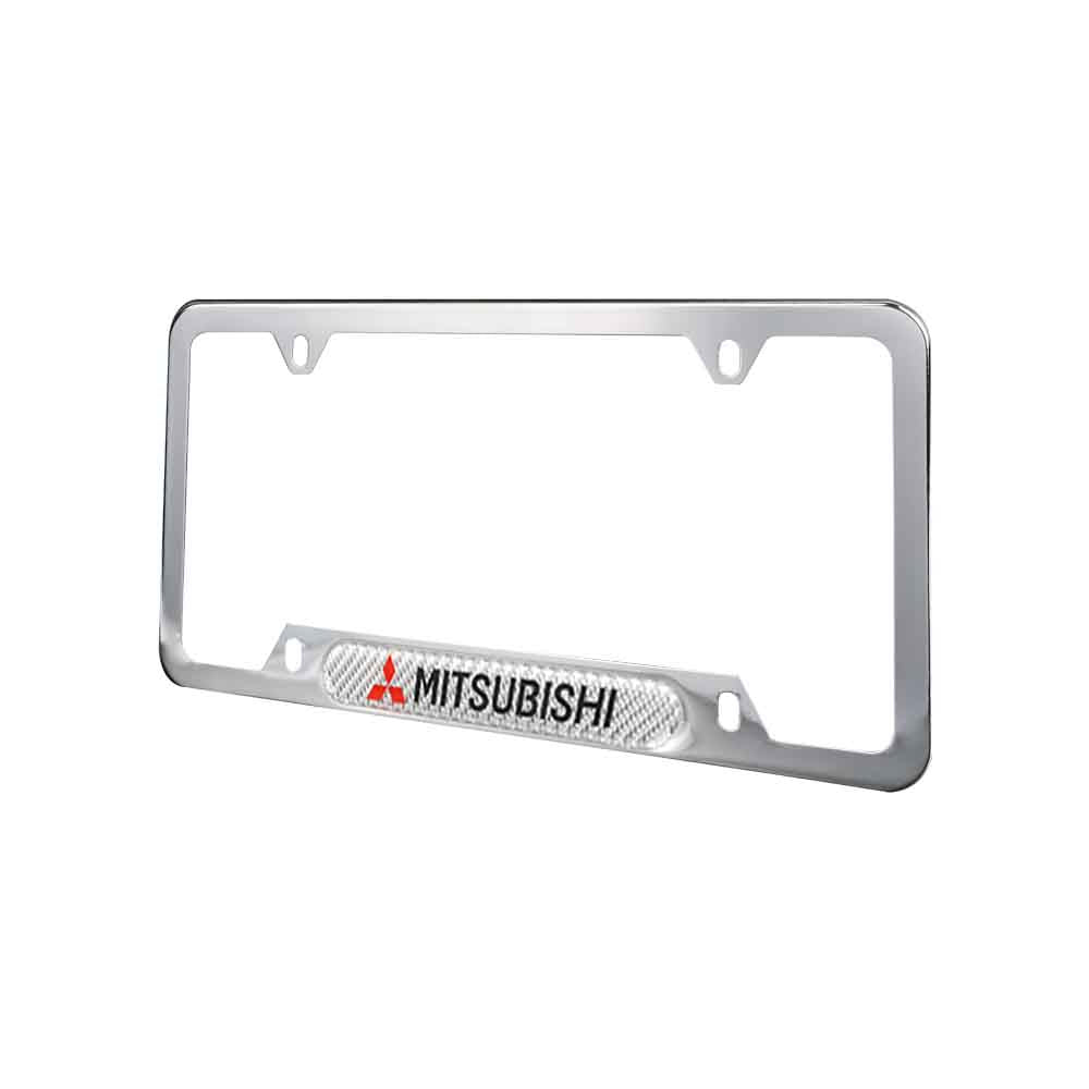 Brand New Universal 2PCS MITSUBISHI Chrome Metal License Plate Frame