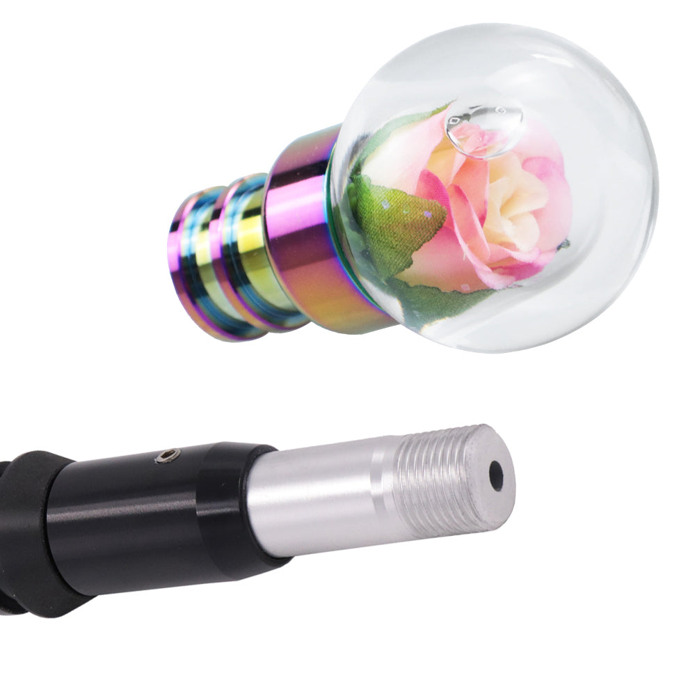 Brand New Universal Acrylic Clear Crystal Yellow / Pink Rose Flower Ball Automatic Car Gear Shift Knob Shifter