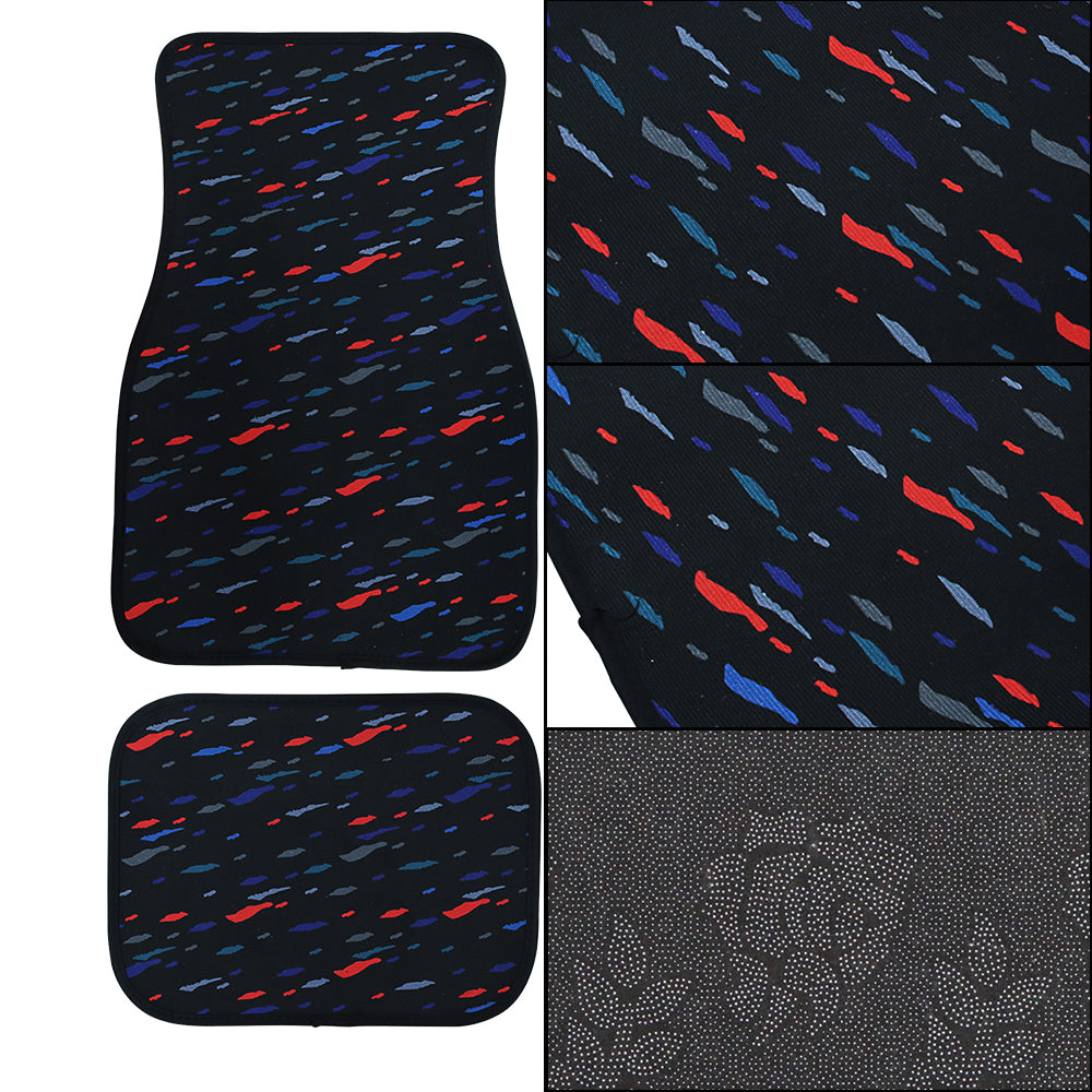 Brand New Universal 4PCS RECARO STYLE Racing Black Fabric Car Floor Mats Interior Carpets