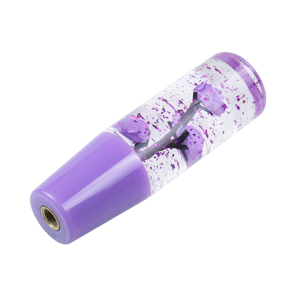 Brand New Universal 150mm Sakura Purple Glitter Rose Flowers Manual Car Gear Stick Shift Knob M8 M10 M12