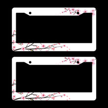 Load image into Gallery viewer, Brand New Universal 2PCS Sakura JDM Flower ABS Plastic White License Plate Frame