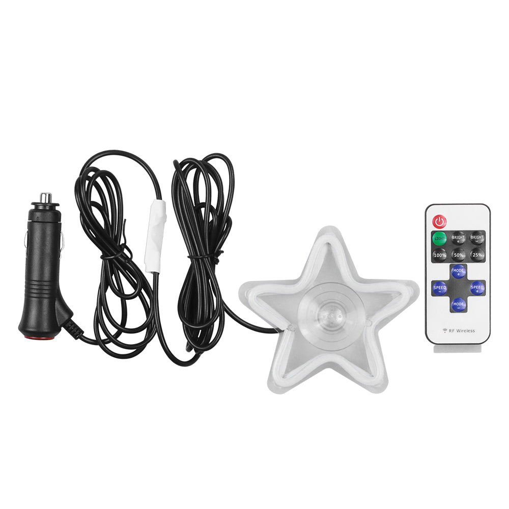 BRAND NEW UNIVERSAL STAR SHAPED WHITE LED Neon Flash Light Car Window Glow Electric Remote Control Lamp