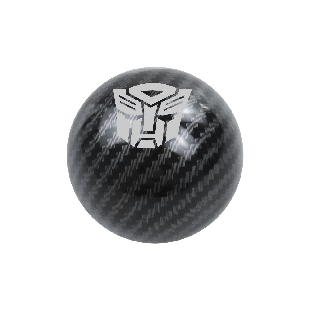 BRAND NEW UNIVERSAL JDM AUTOBOT TRANSFORMERS Aluminum Carbon Fiber Style Round Ball Manual Gear Stick Shift Knob M8 M10 M12