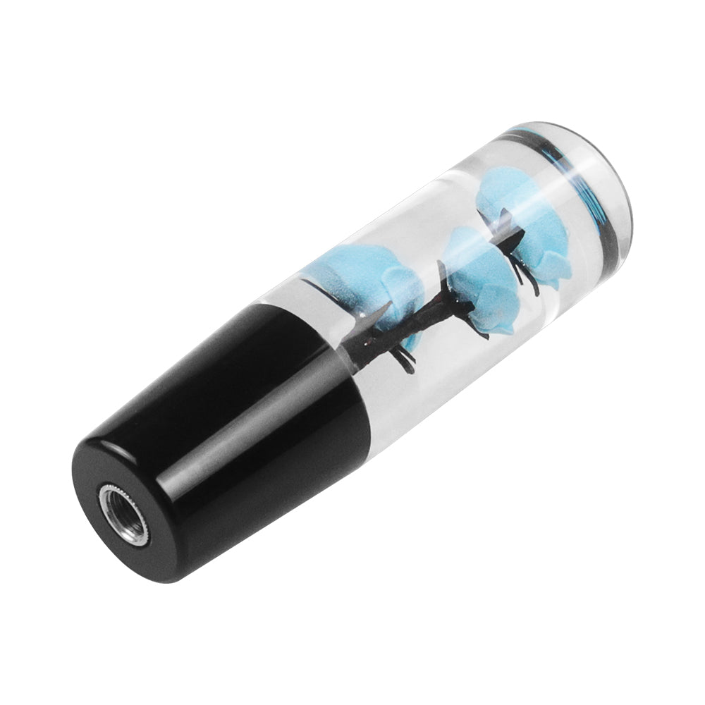 Brand New 1PCS Universal 15CM JDM Clear Teal Rose Flowers Manual Car Black Base Racing Stick Shift Knob M8 M10 M12