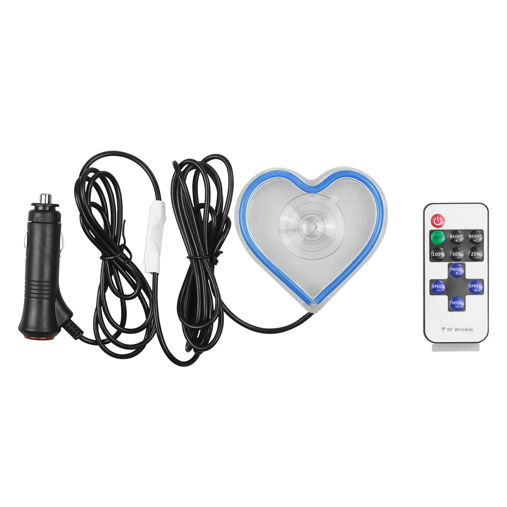 BRAND NEW UNIVERSAL LOVE HEART BLUE LED Neon Flash Light Car Window Glow Electric Remote Control Lamp