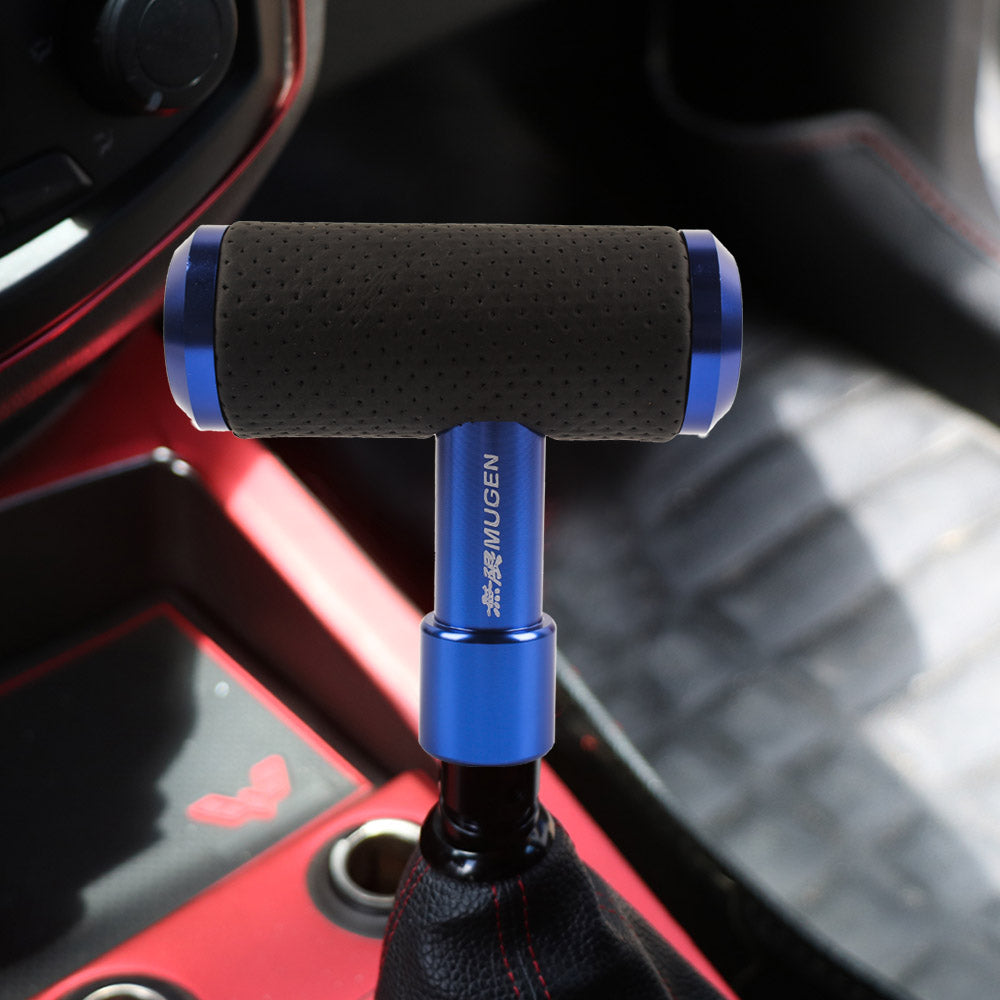 Brand New Universal MUGEN BLUE Aircraft Joystick Aluminum Leather Car Gear Shift Knob Shifter Lever Head M8 M10 M12