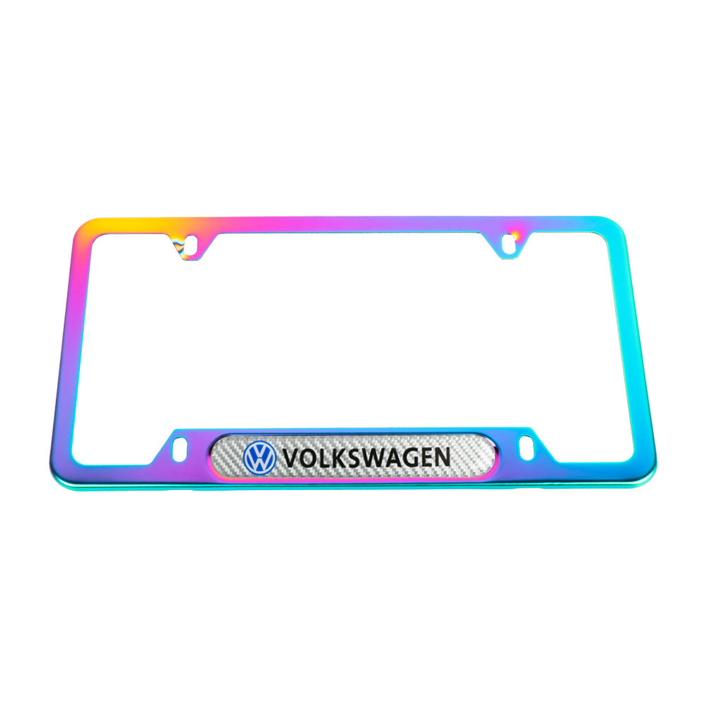 Brand New Universal 2PCS VOLKSWAGEN Neo Chrome Metal License Plate Frame