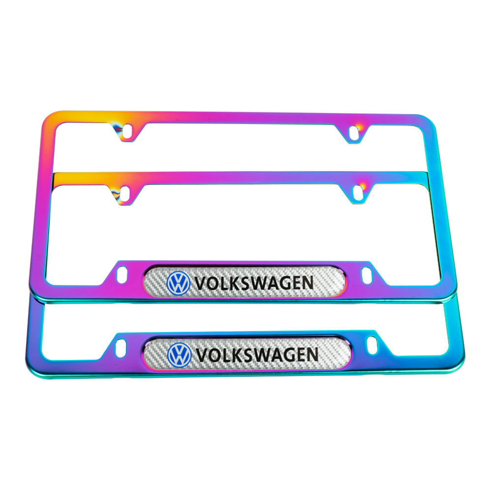 Brand New Universal 2PCS VOLKSWAGEN Neo Chrome Metal License Plate Frame