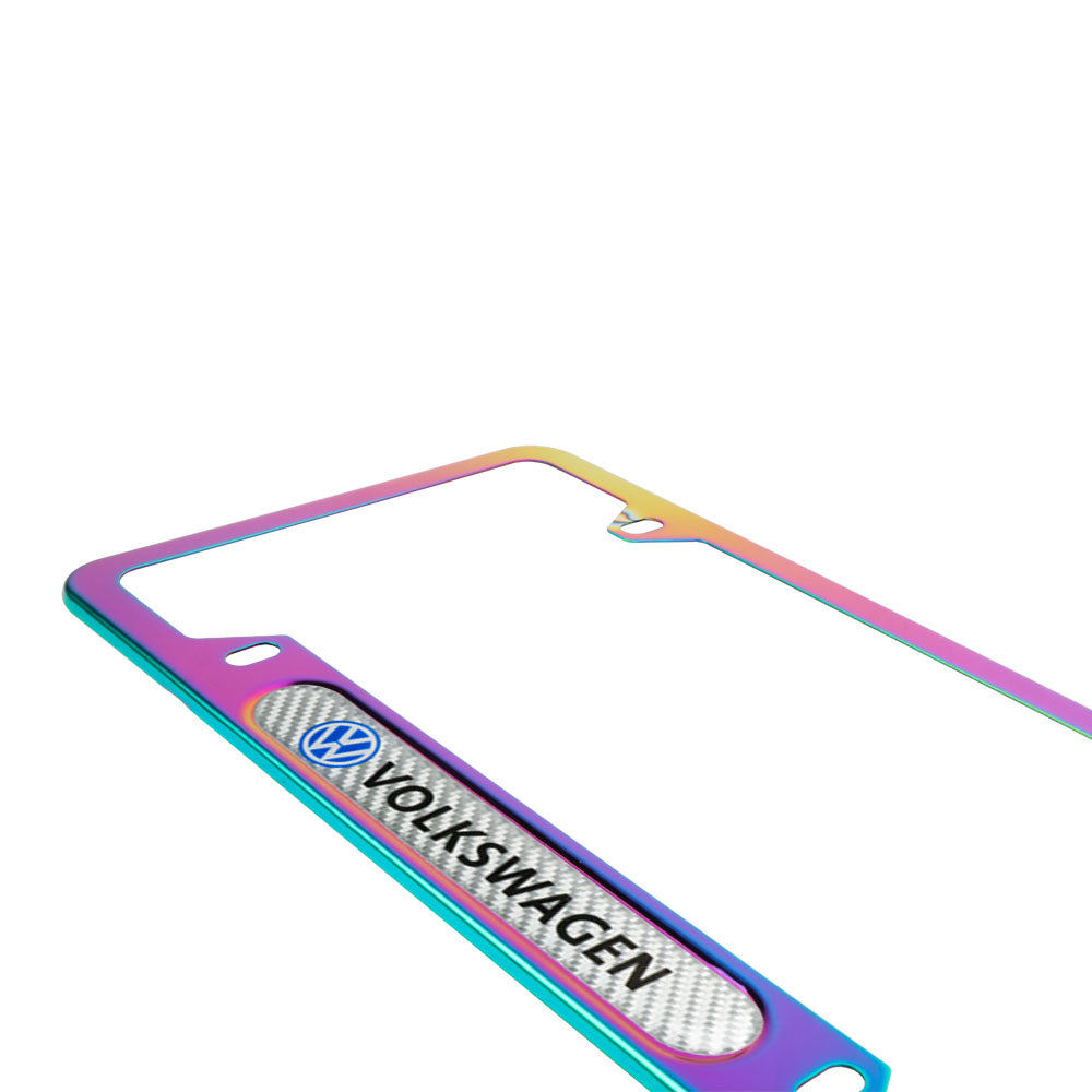 Brand New Universal 2PCS VOLKSWAGEN Neo Chrome Metal License Plate Frame