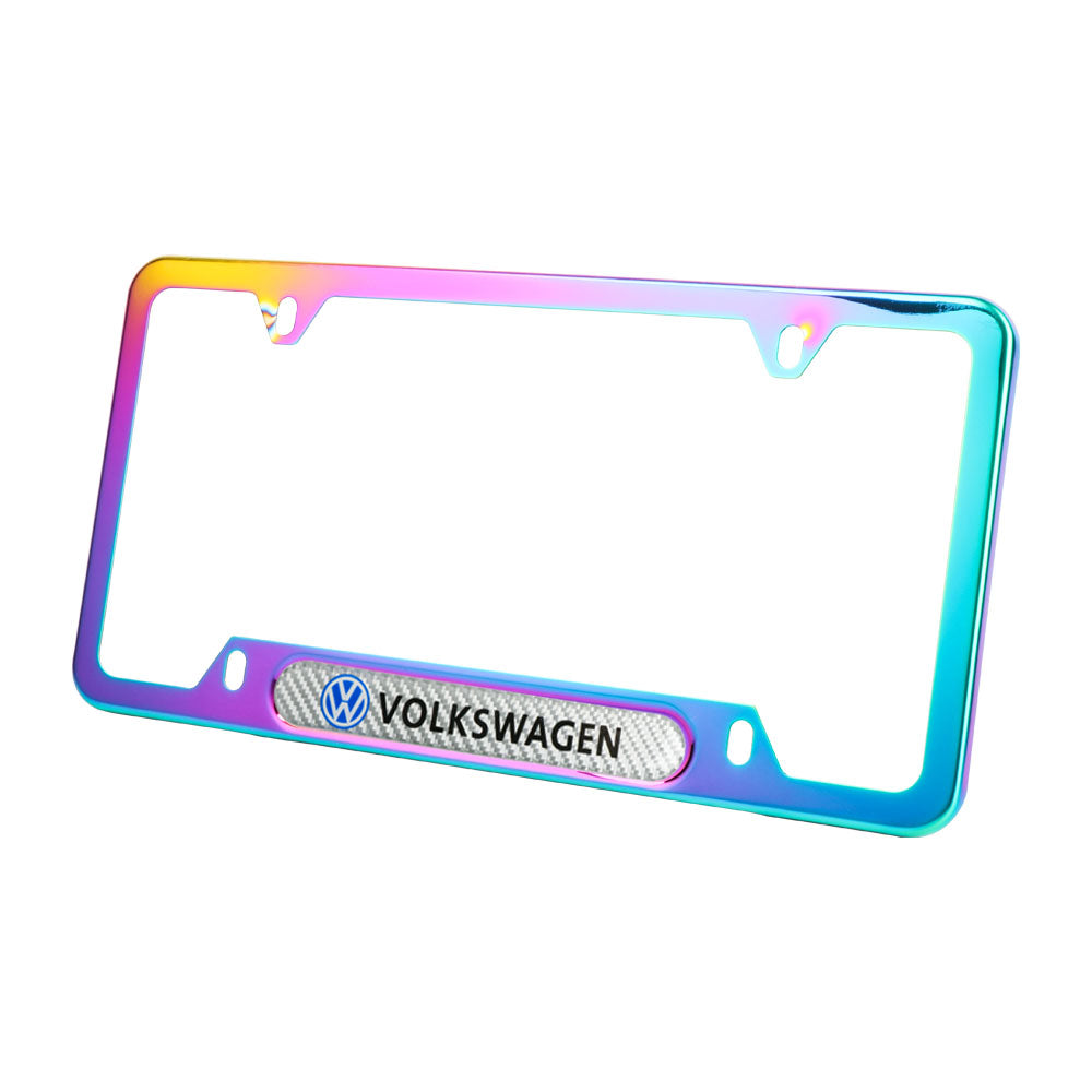 Brand New Universal 2PCS VOLKSWAGEN Neo Chrome Metal License Plate Frame