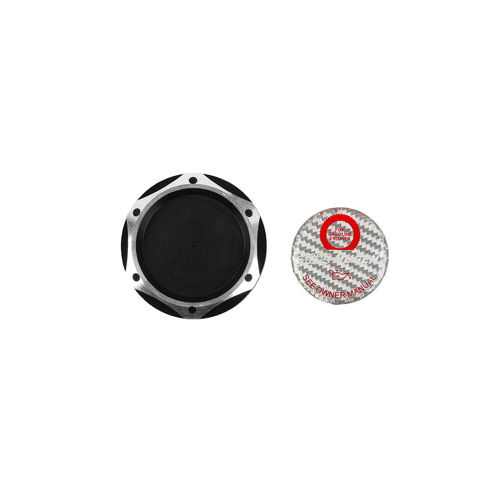 Brand New Jdm Black Engine Oil Cap With Real Carbon Fiber Mugen Sticker Emblem For Honda / Acura