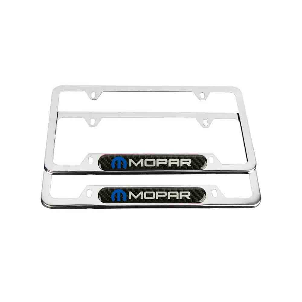 Brand New Universal 2PCS Mopar Chrome Metal License Plate Frame