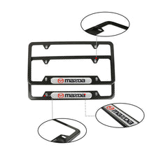 Load image into Gallery viewer, Brand New Universal 2PCS Mazda Carbon Fiber Look Metal License Plate Frame