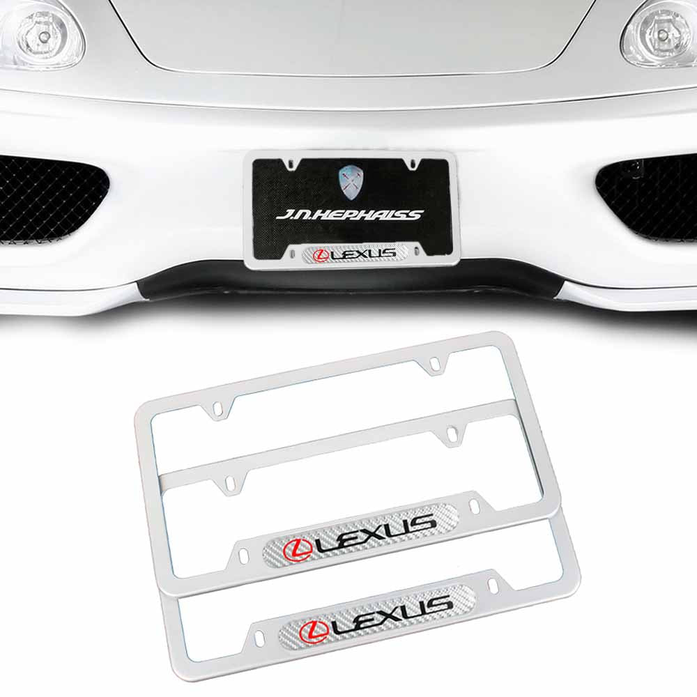 Brand New Universal 2PCS LEXUS Silver Metal License Plate Frame