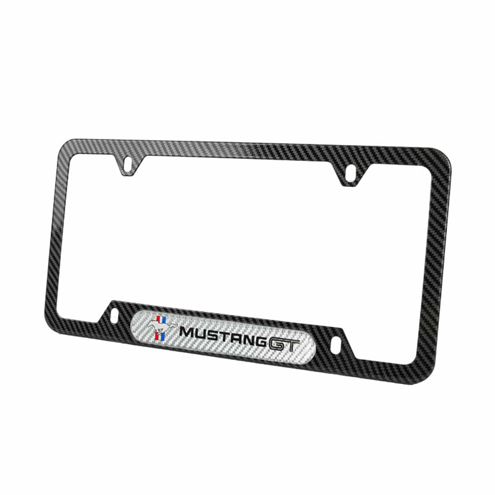 Brand New Universal 1PCS Mustang GT Carbon Fiber Look Metal License Plate Frame