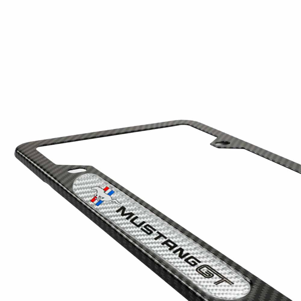 Brand New Universal 1PCS Mustang GT Carbon Fiber Look Metal License Plate Frame