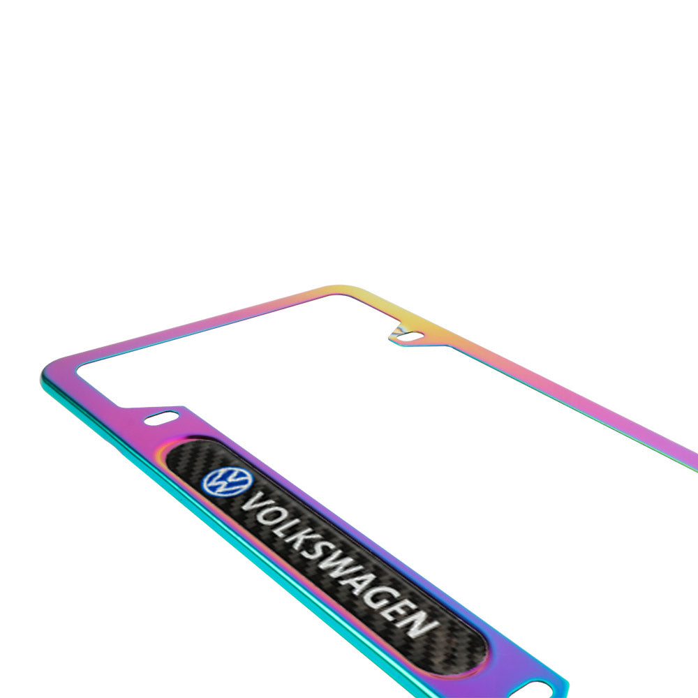 Brand New Universal 2PCS VOLKSWAGEN Neo Chrome Metal License Plate Frame