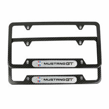 Load image into Gallery viewer, Brand New Universal 2PCS Mustang GT Carbon Fiber Look Metal License Plate Frame