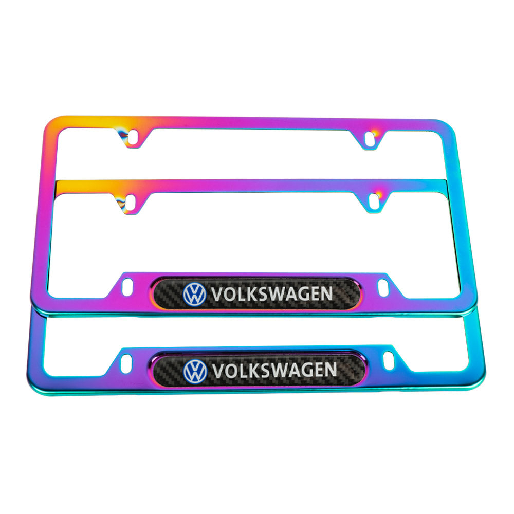 Brand New Universal 2PCS VOLKSWAGEN Neo Chrome Metal License Plate Frame