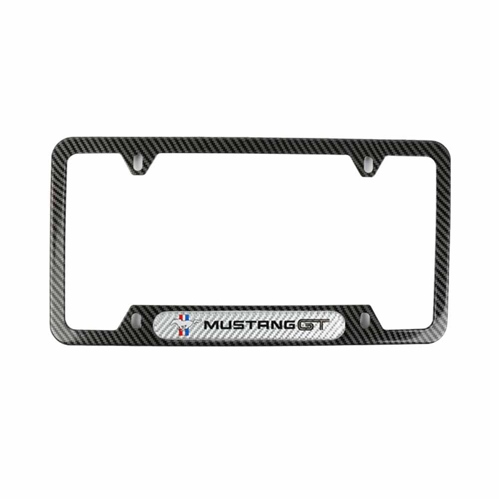 Brand New Universal 1PCS Mustang GT Carbon Fiber Look Metal License Plate Frame