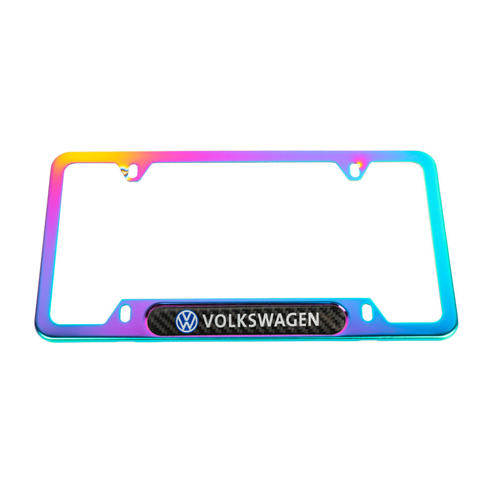 Brand New Universal 2PCS VOLKSWAGEN Neo Chrome Metal License Plate Frame