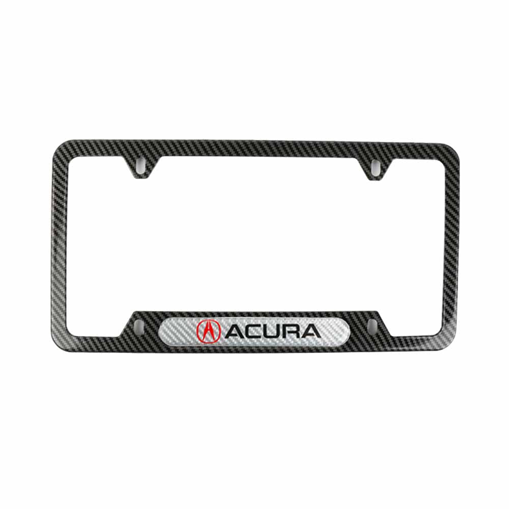 Brand New Universal 2PCS Acura Carbon Fiber Look Metal License Plate Frame