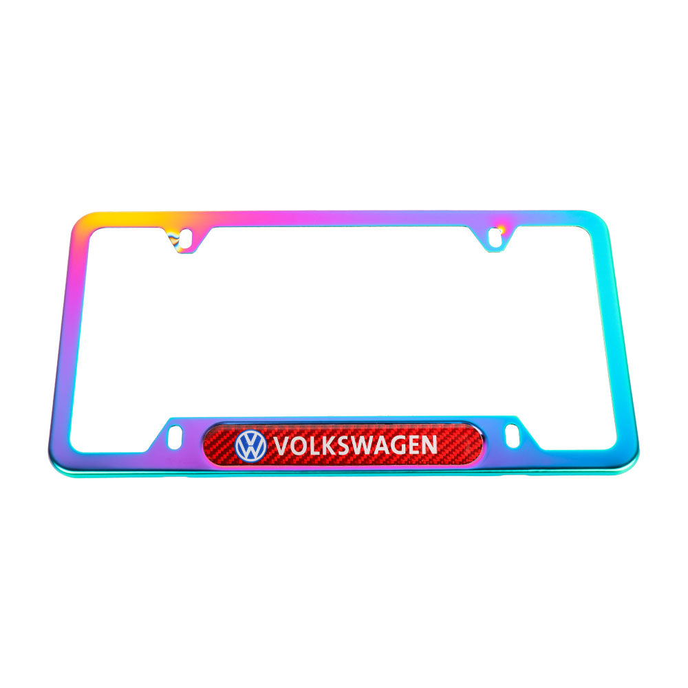 Brand New Universal 2PCS VOLKSWAGEN Neo Chrome Metal License Plate Frame