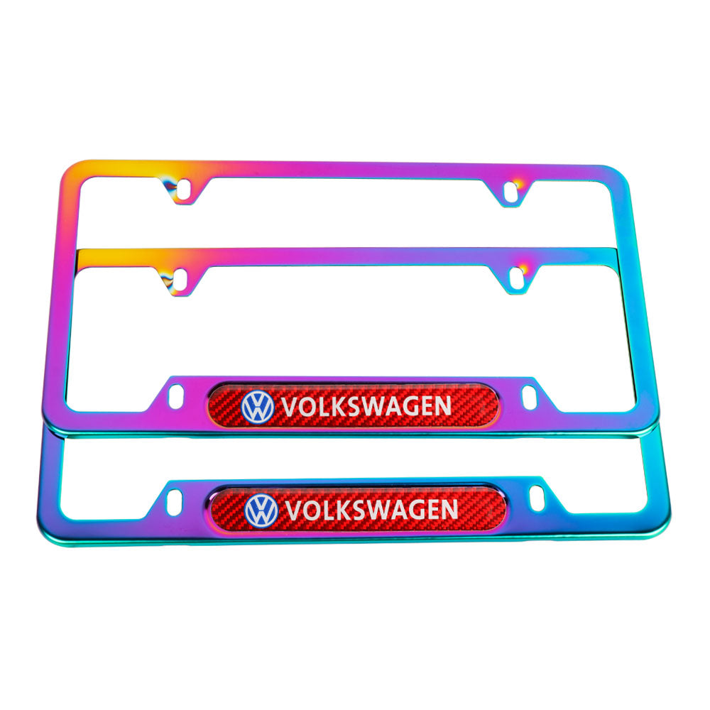 Brand New Universal 2PCS VOLKSWAGEN Neo Chrome Metal License Plate Frame