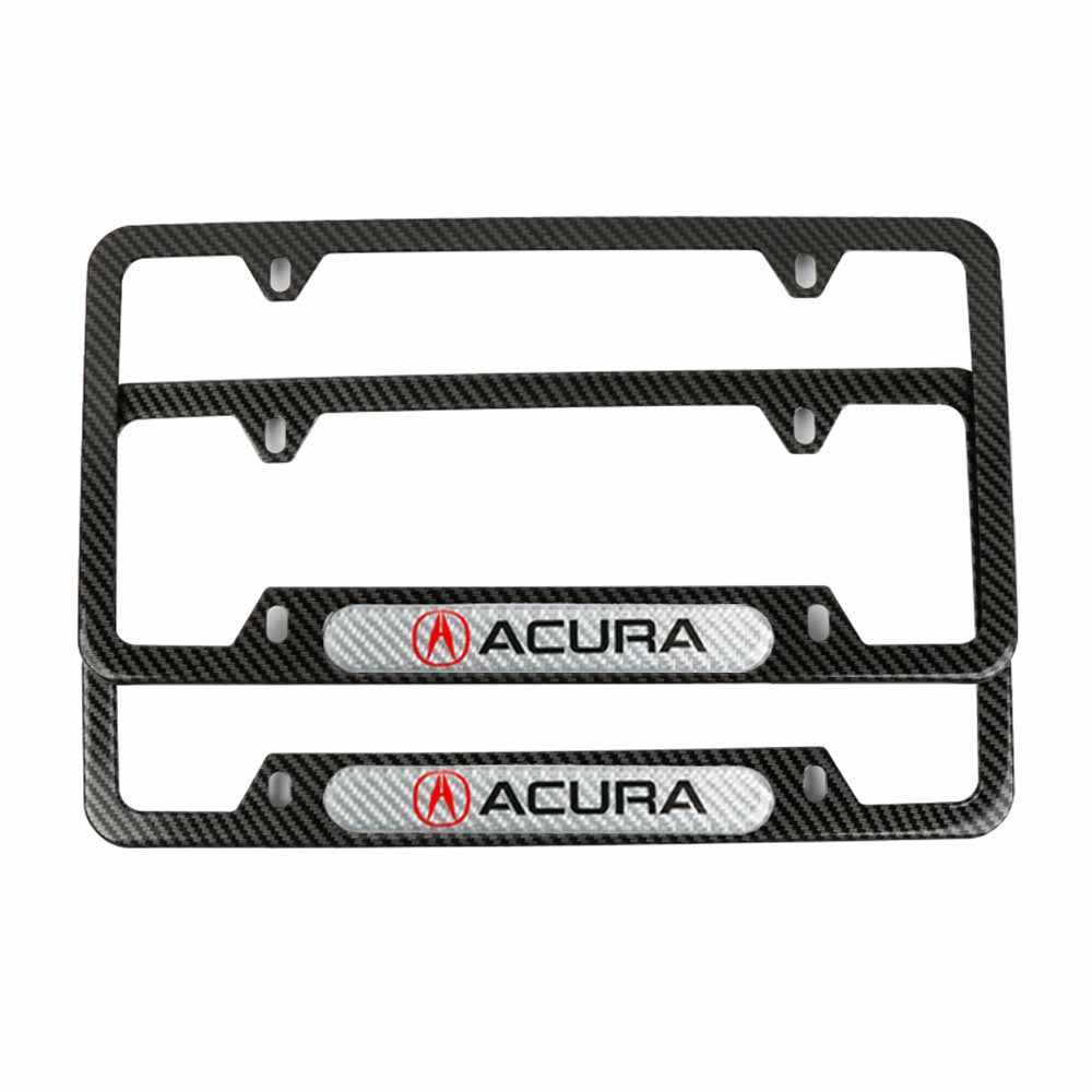 Brand New Universal 2PCS Acura Carbon Fiber Look Metal License Plate Frame