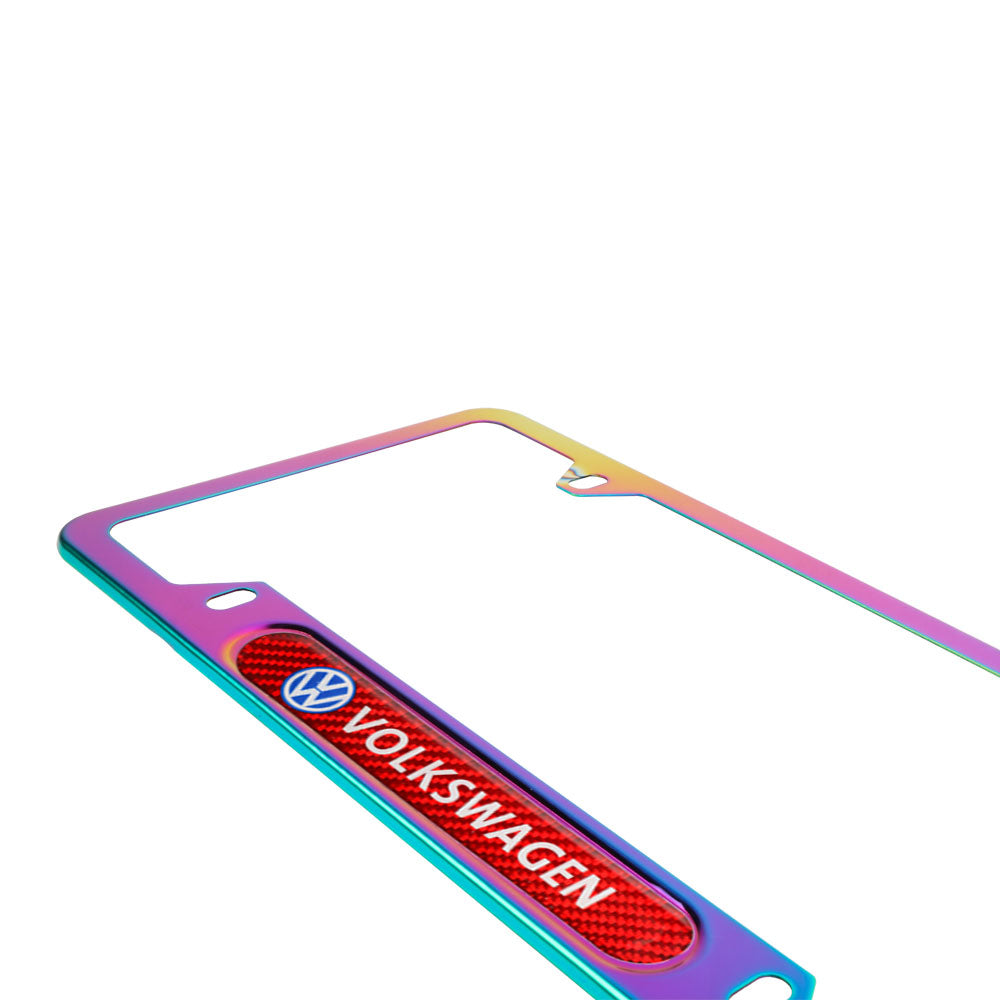 Brand New Universal 2PCS VOLKSWAGEN Neo Chrome Metal License Plate Frame