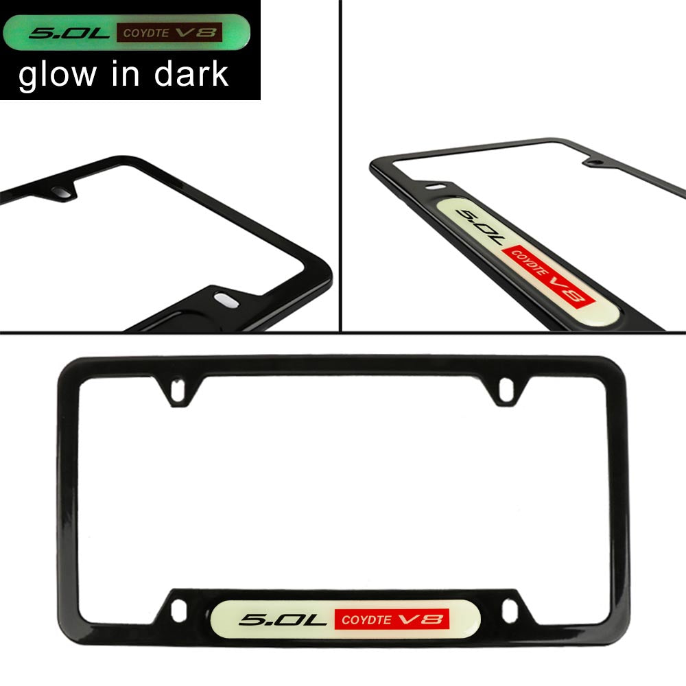 Brand New Universal 1PCS 5.0L COYOTE V8 Black Metal License Plate Frame