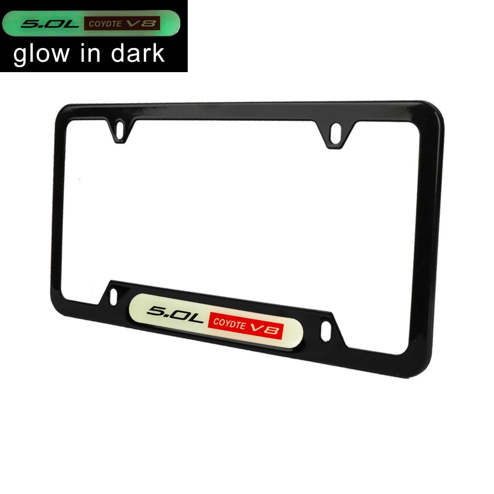 Brand New Universal 2PCS 5.0L COYOTE V8 Black Metal License Plate Frame