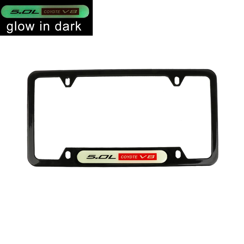 Brand New Universal 2PCS 5.0L COYOTE V8 Black Metal License Plate Frame