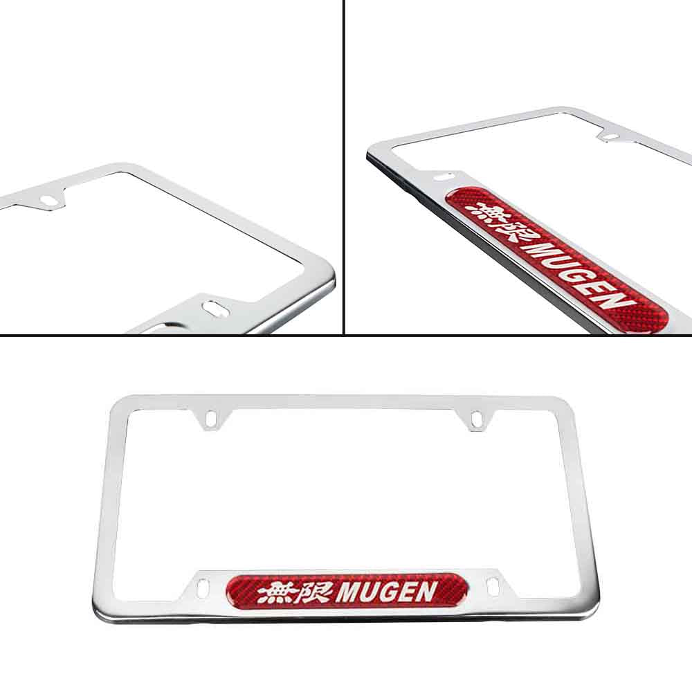 Brand New Universal 1PCS MUGEN Chrome Metal License Plate Frame