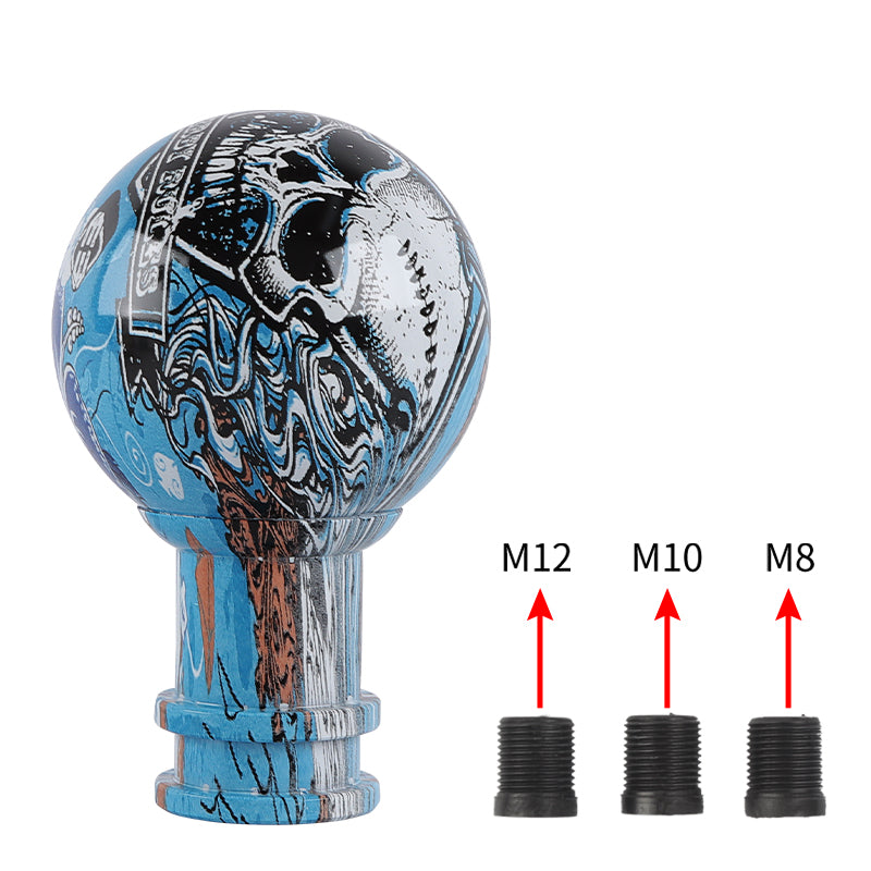 Brand New JDM Skull Stickerbomb V3 Design Universal Round Ball Car Racing Shift Knob Manual Gear Shift Knob Shifter M12 M10 M8