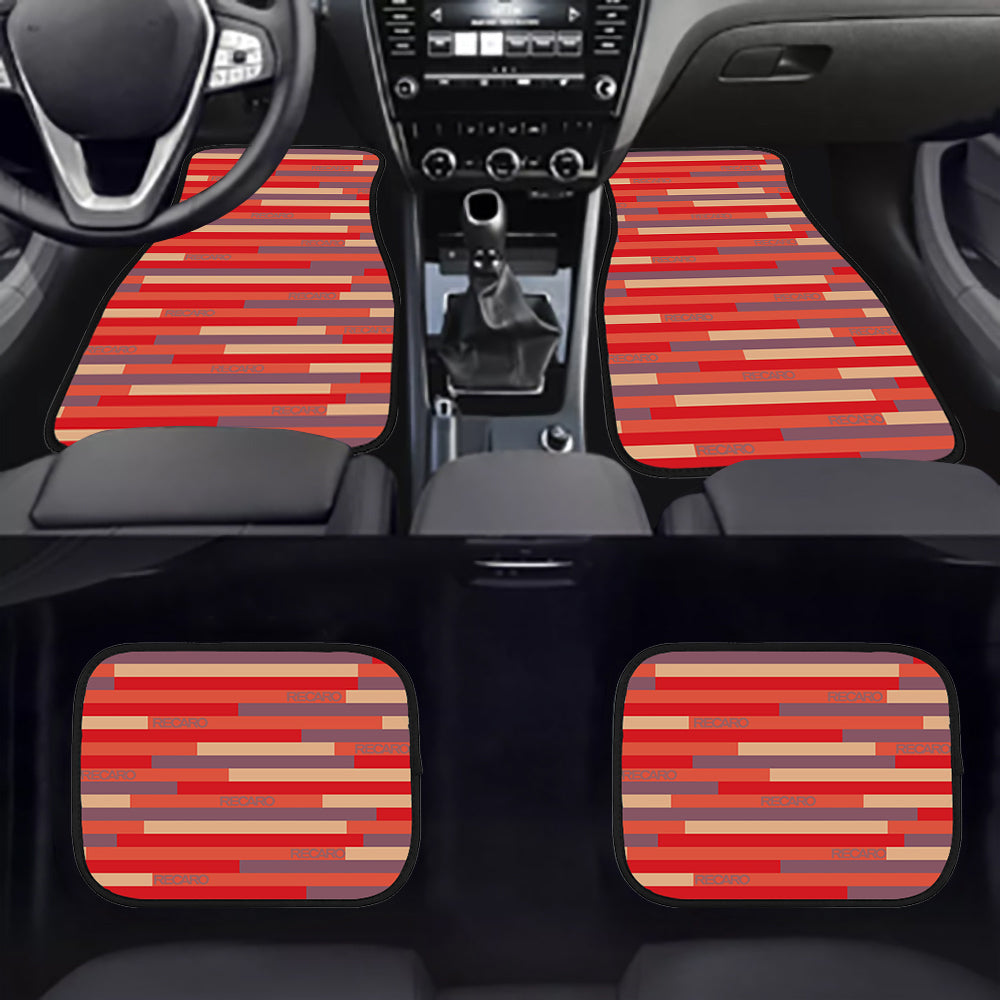 Brand New Universal 4PCS RECARO STYLE Racing Fabric Car Floor Mats Interior Carpets