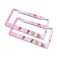 Load image into Gallery viewer, Brand New Universal 2PCS Anime Girl Poof Metal Pink License Plate Frame