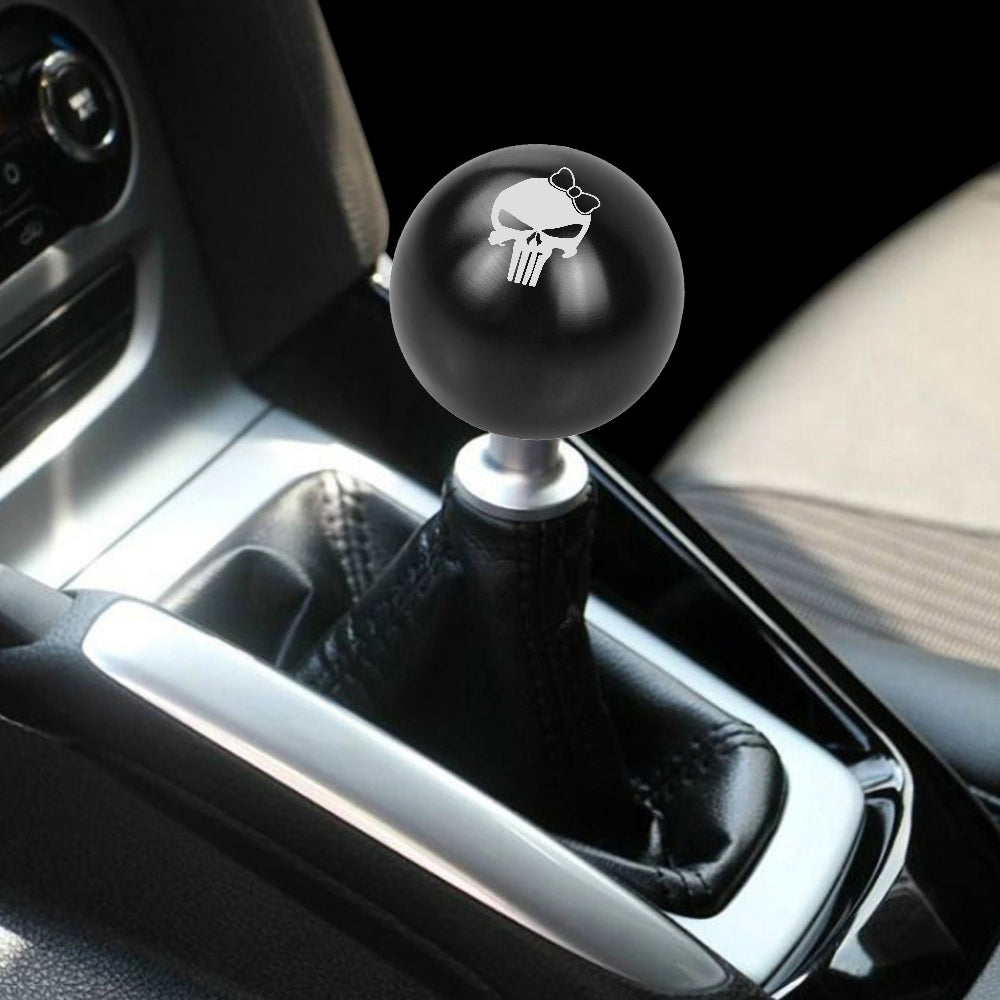 BRAND NEW UNIVERSAL JDM THE PUNISHER CHIC GIRL Aluminum Black Round Ball Manual Gear Stick Shift Knob M8 M10 M12